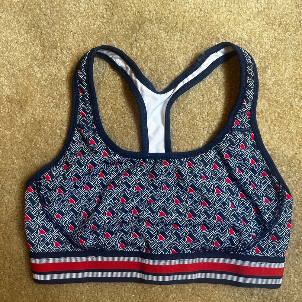 Navy and Red Logo Sports Bra